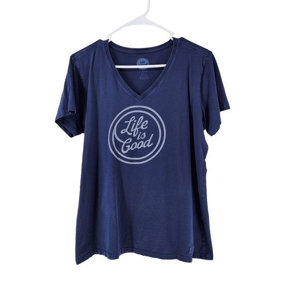 Life Is Good Women's V-Neck Short Sleeve Crusher Tee - L - Picture 1 of 7
